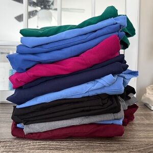 Stack of Mixed Color Tops - Assorted Solid Scrubs
